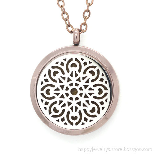 Jenia Complex Pattern Stainless Steel Aromatherapy Essential Oil Diffuser New Fashion Coin Necklace